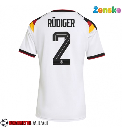 Ženske Nogometnih dresov Nemčija Antonio Rudiger #2 Domači SP 2026 Kratki rokavi Ženske Nogometnih dresov Nemčija Antonio Rudiger #2 Domači SP 2026 Kratki rokavi